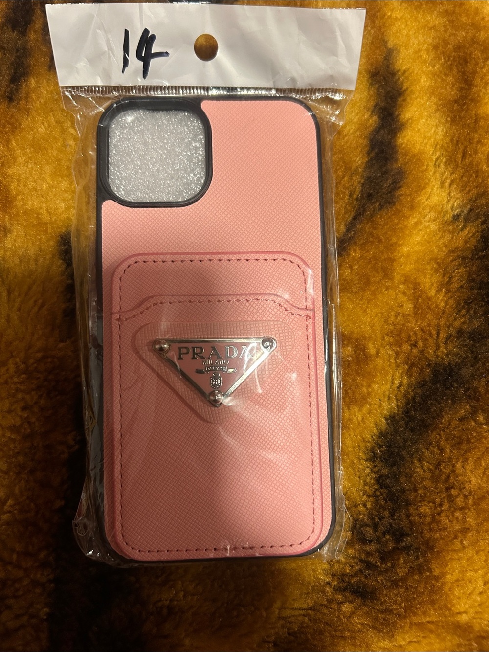 Prada Pink Card Slot Phone Case for iPhone - 14 Pink